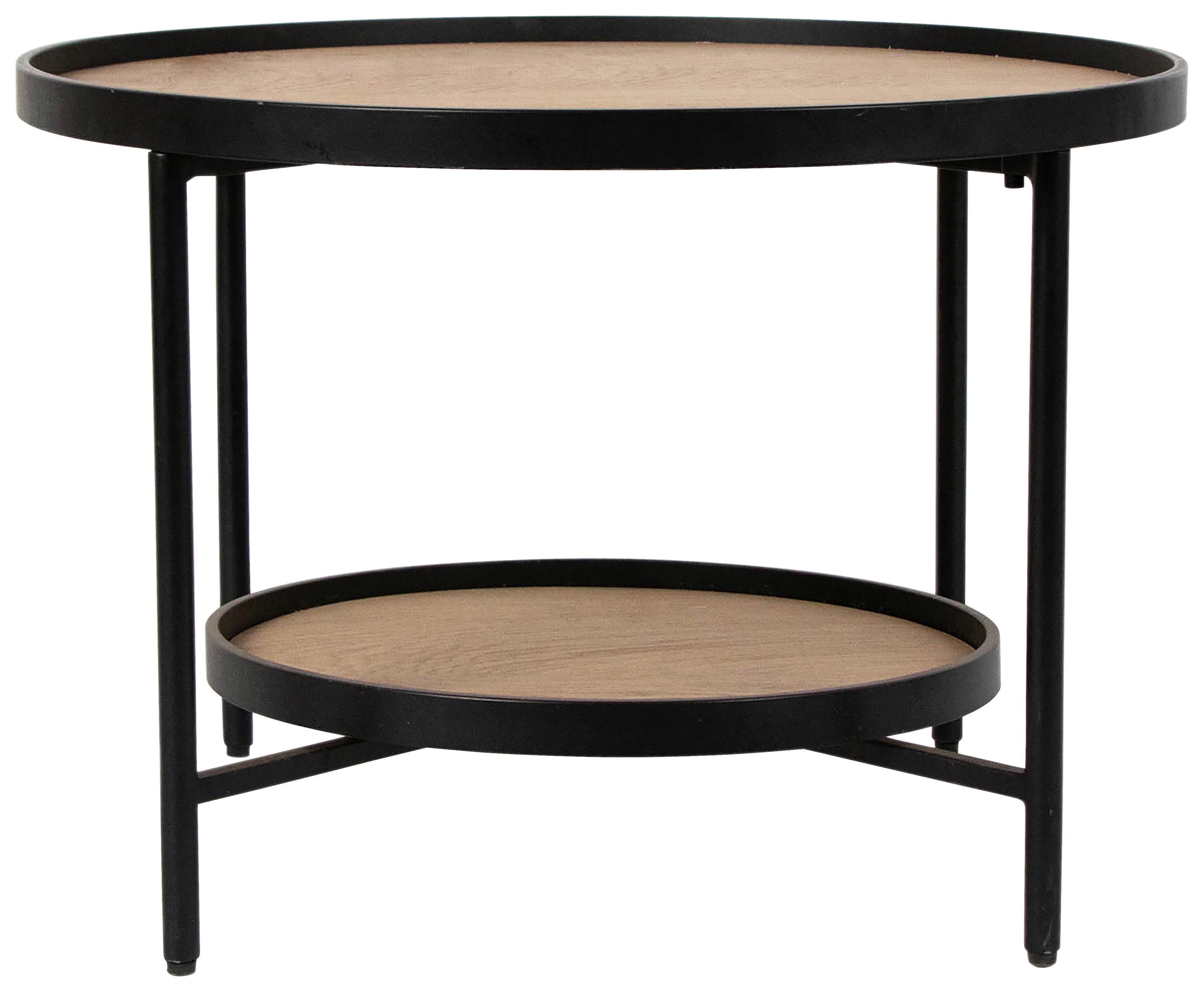 Măsuță de cafea MATTI - culoare lemn stejar/negru, Modern, metal/material pe bază de lemn (60/42,5/60cm) - Modern Living