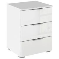 Noćni Ormarić Mars - bijela/bijela visoki sjaj, Konvencionalno, staklo/drvni materijal (47/62/42cm) - Modern Living