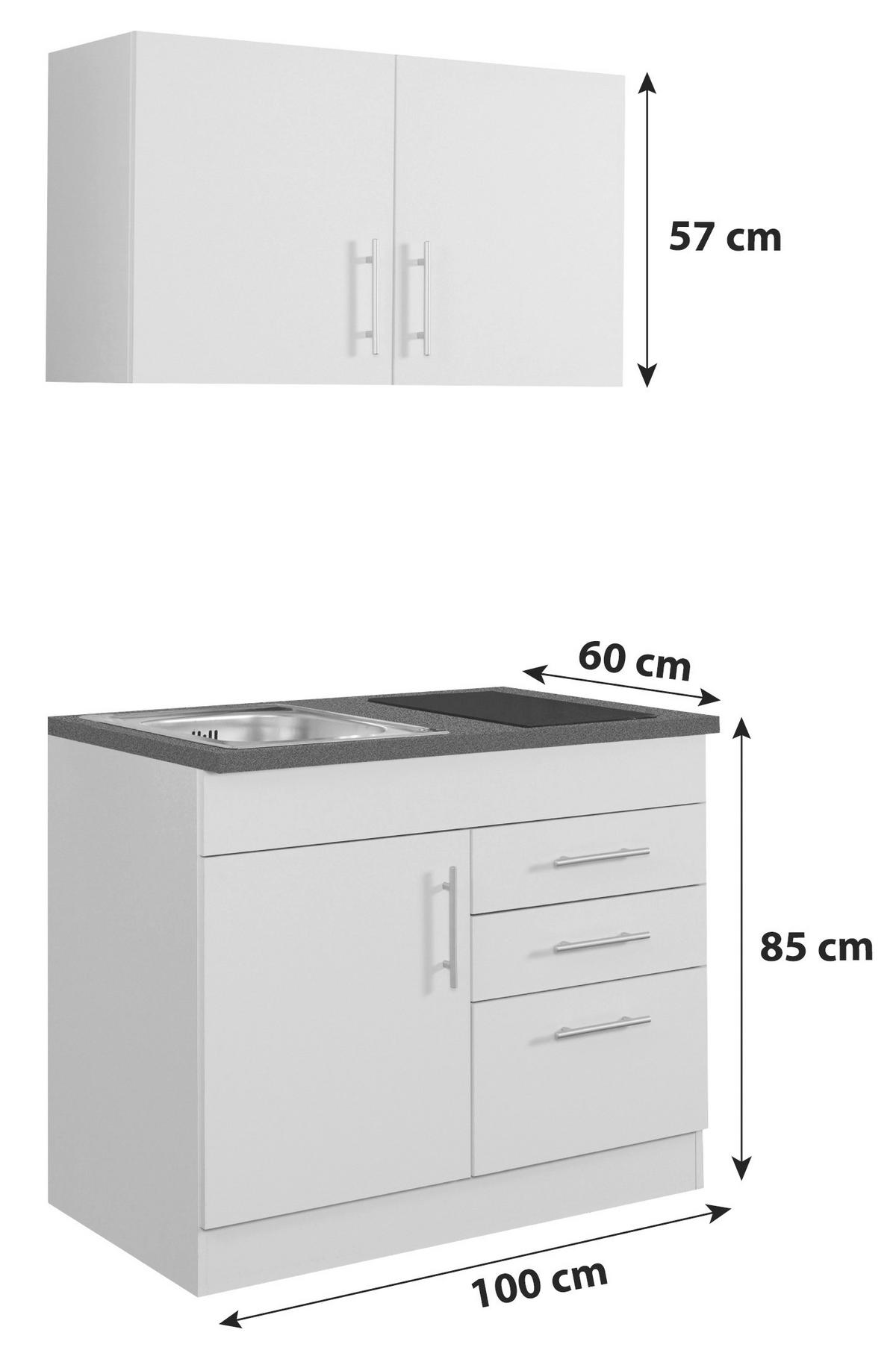 Miniküche Toronto B: ca. 100cm Buchefarben - Chromfarben/Buchefarben, MODERN, Holzwerkstoff/Metall (100cm) - Held