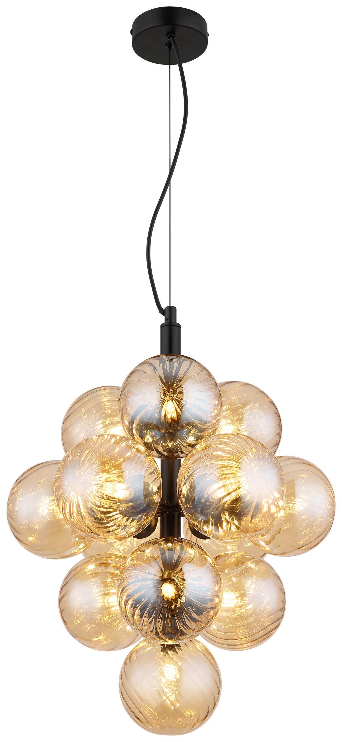 Viseća Svetiljka Conor - narančasta/crni krom, Design, staklo/metal (39,5/120cm) - Globo