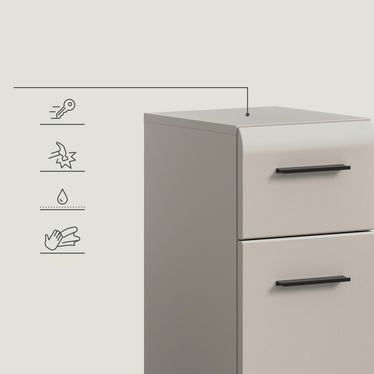 Midischrank Ice Kaschmir - Kaschmir/Schwarz, Trend, Holzwerkstoff/Kunststoff (30/80/30cm) - MID.YOU
