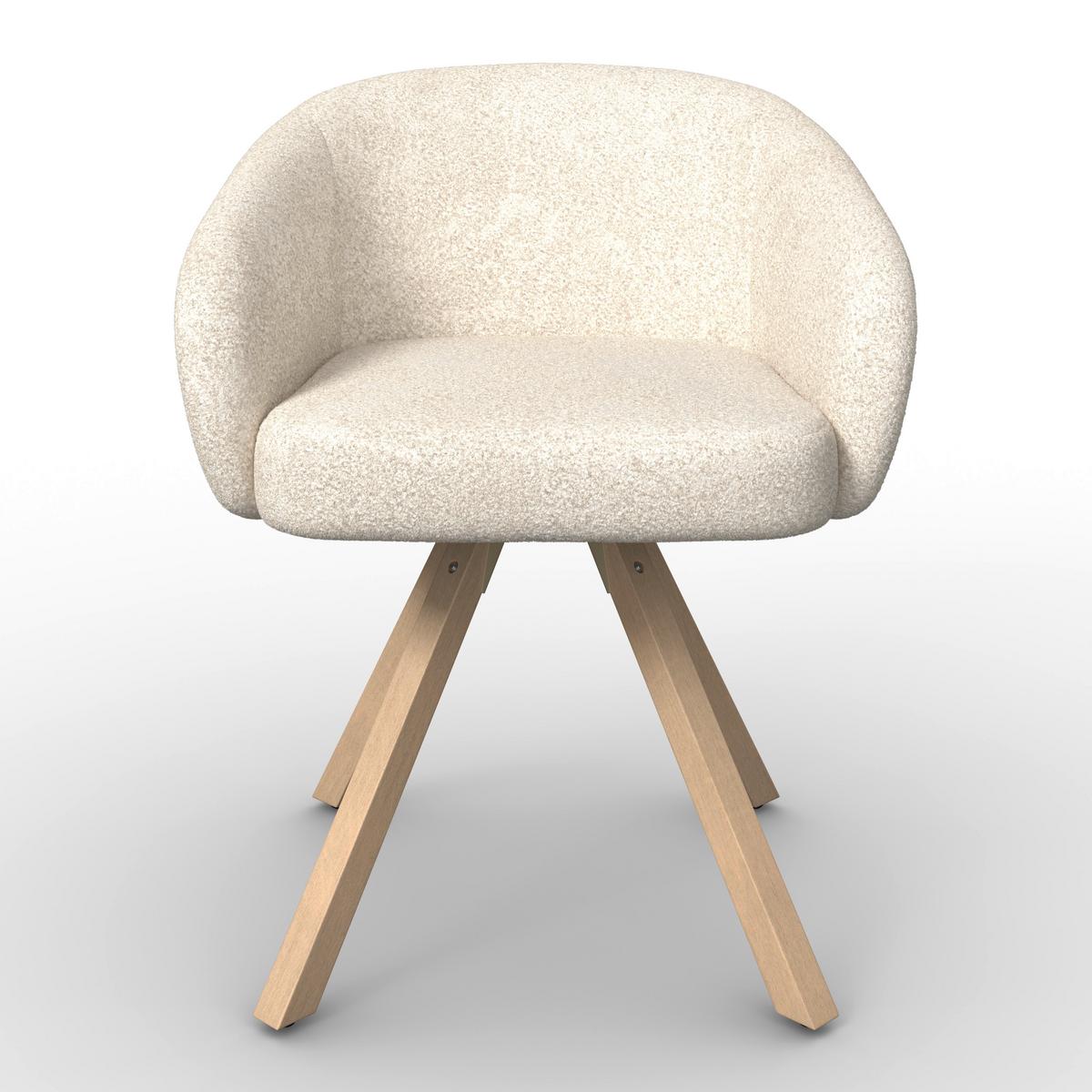 Armlehnstuhl Naya Creme Chenille Drehbar Gepolstert - Buchefarben/Creme, MODERN, Holz/Textil (62/65/81cm) - Bessagi Home