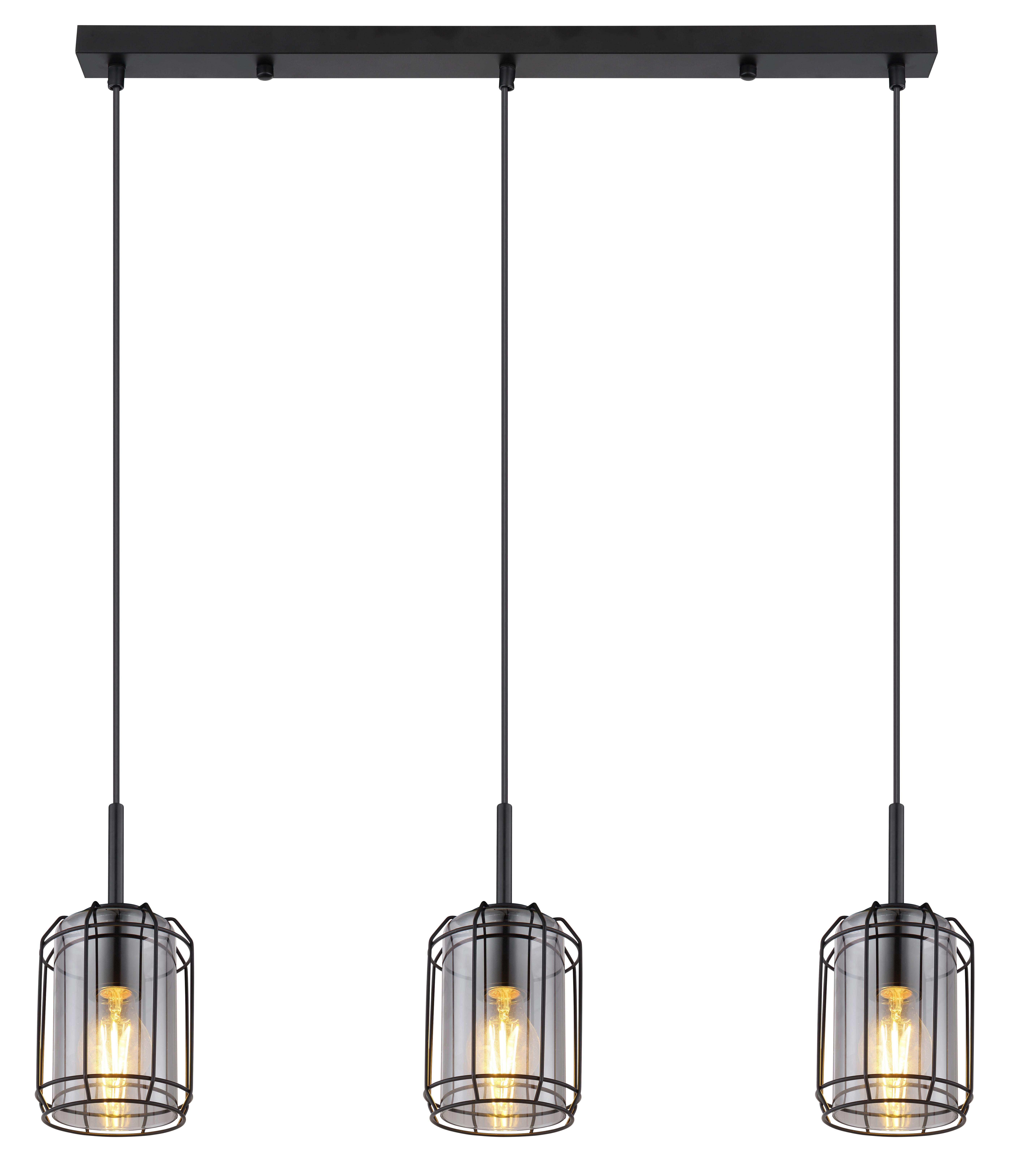 LAMPA WISZĄCA 15559-3H - czarny, Design, metal/szkło (77/13/120cm) - Globo