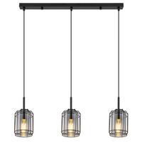 HÄNGELEUCHTE 15559-3H - Schwarz, Design, Glas/Metall (77/13/120cm) - Globo