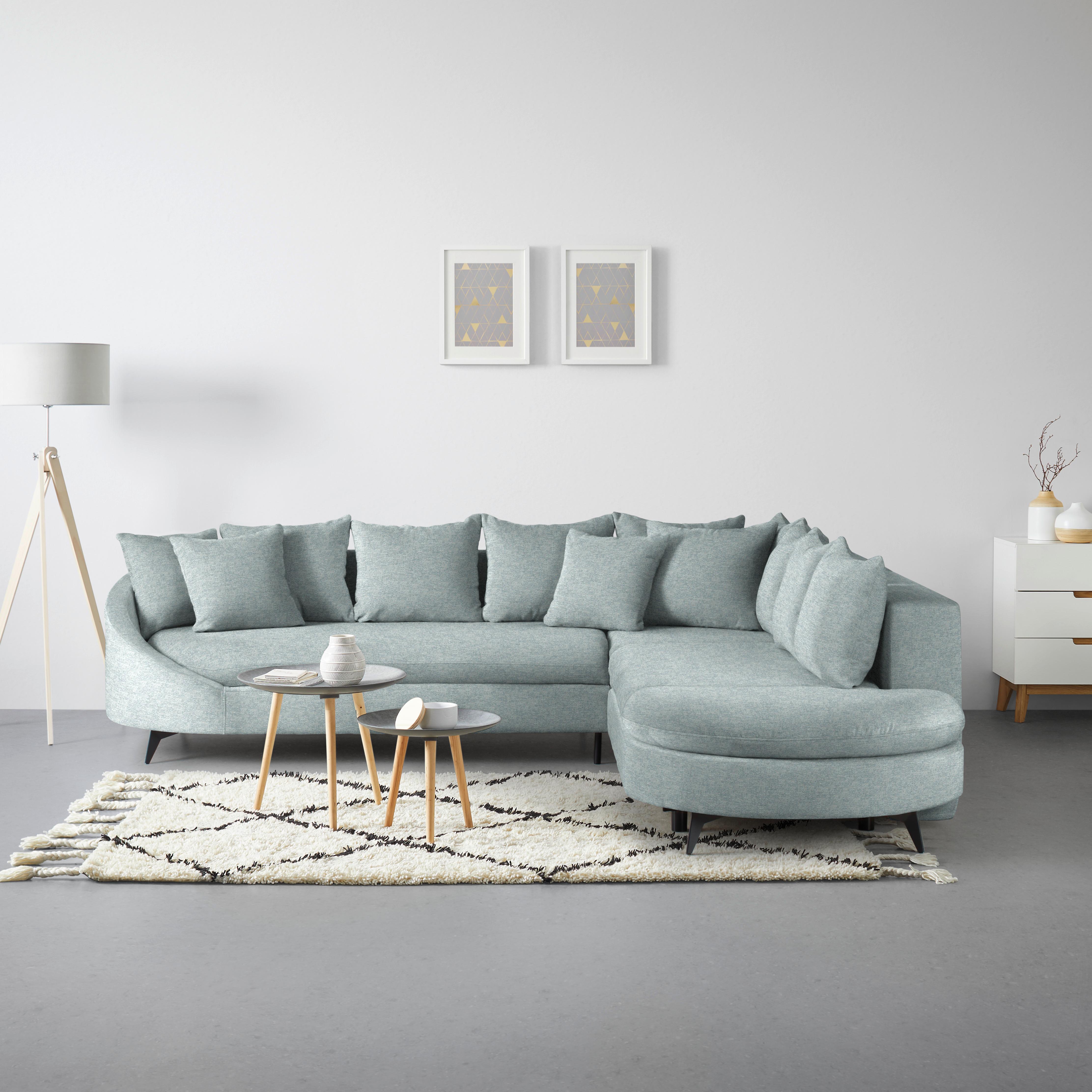 Ecksofa Axel Hellblau - Schwarz/Hellblau, MODERN, Textil/Metall (291/87/250cm) - Mömax