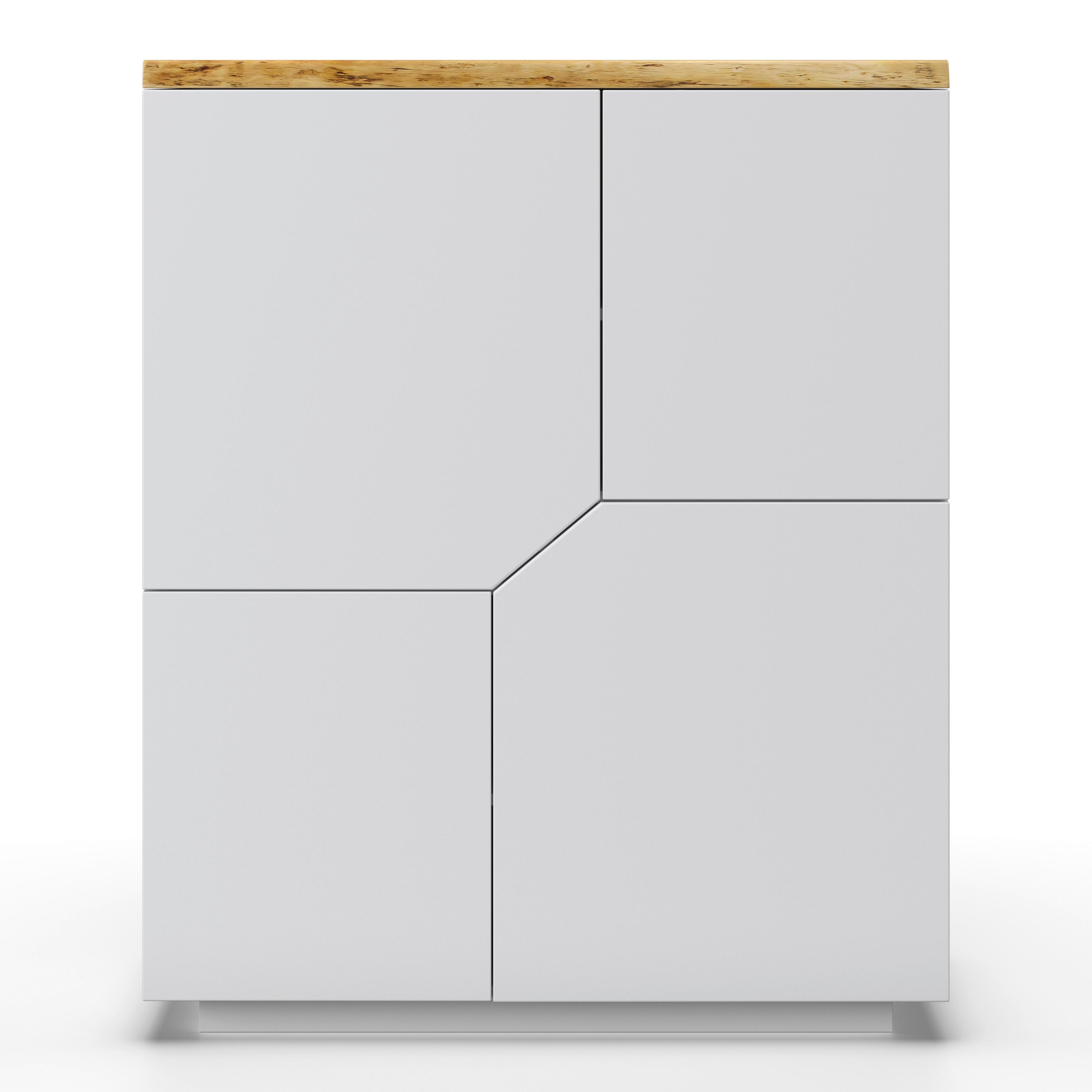 BYRÅ CARLOS - vit/ekfärgad, Modern, trä (100/122/42cm) - Bessagi Home