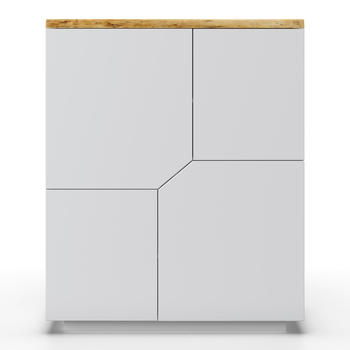 KOMMODE in weiss "Carlos" - Weiss/Eichefarben, Modern, Holz (100/122/42cm) - Bessagi Home