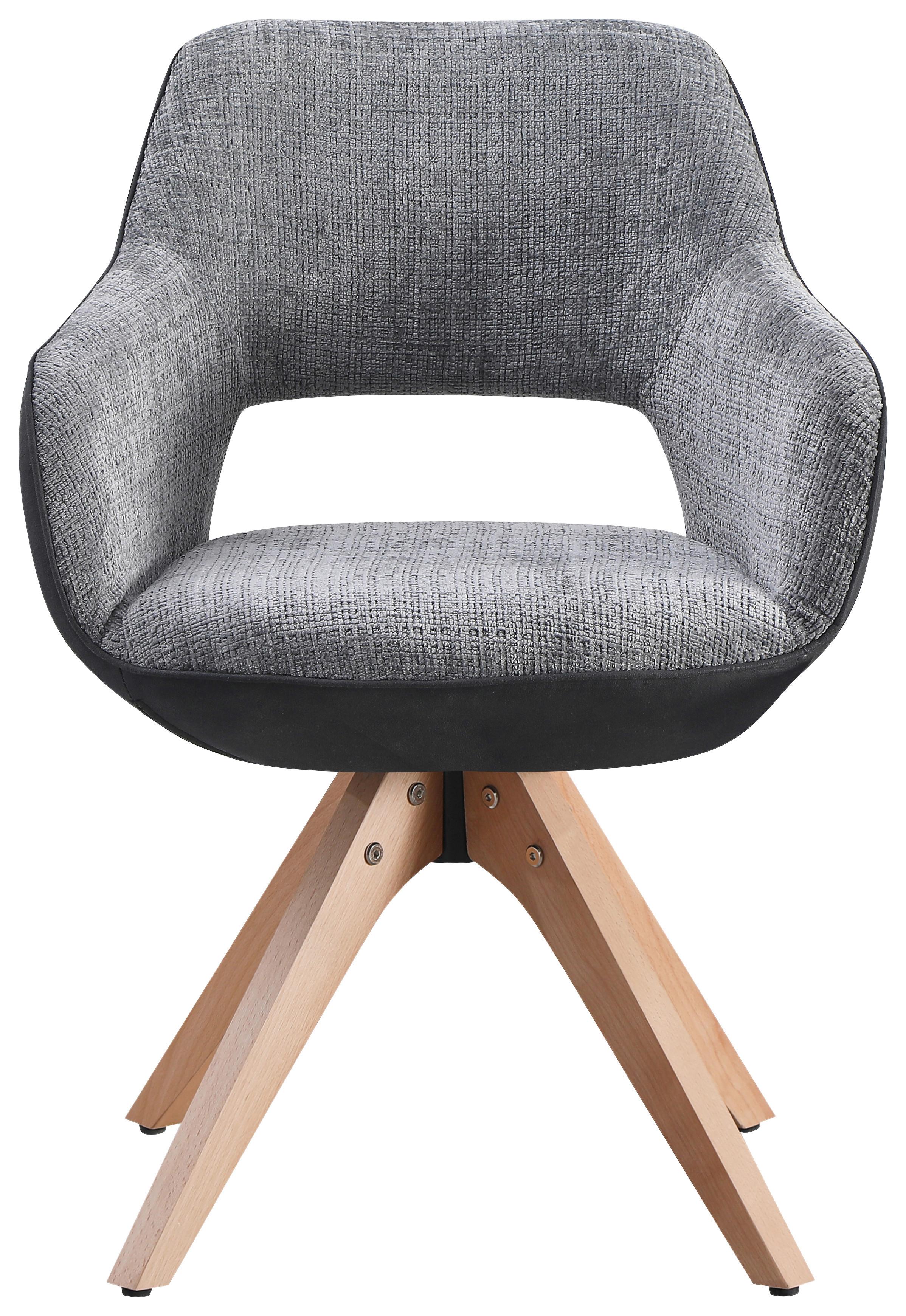 STOL MED ARMSTÖD RELAX - mörkgrå/bokfärgad, Modern, trä/textil (60/84/61cm) - Mömax