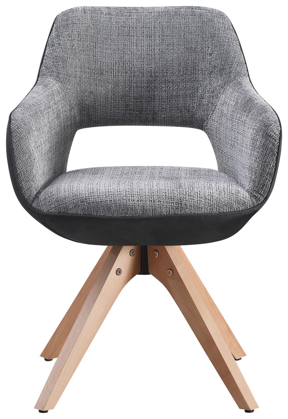 Scaun cu brate RELAX -TOP- - culoare lemn fag/gri închis, Modern, lemn/textil (60/84/61cm) - Mömax