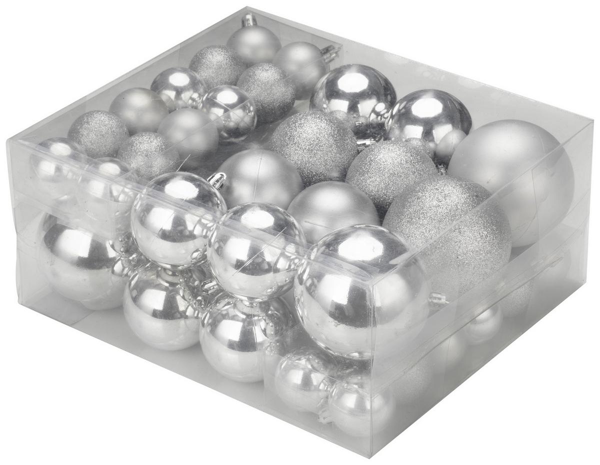 set boule de Noël in Silberfarben - couleur argentée, Basics, matière synthétique - Modern Living