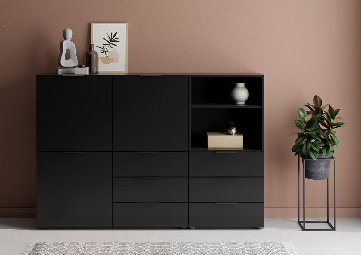 Highboard in Schwarz - Schwarz, MODERN, Kunststoff (100/101/32cm) - Mömax