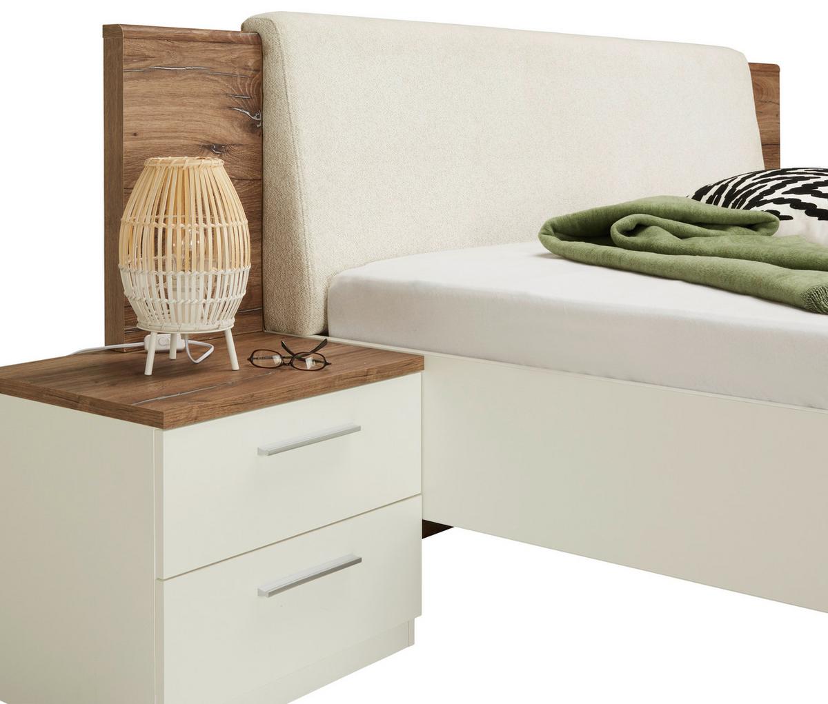 Bettanlage in Eichefarben ca.180x200cm - Weiss/Eichefarben, Konventionell, Holzwerkstoff (180/200cm) - Premium Living