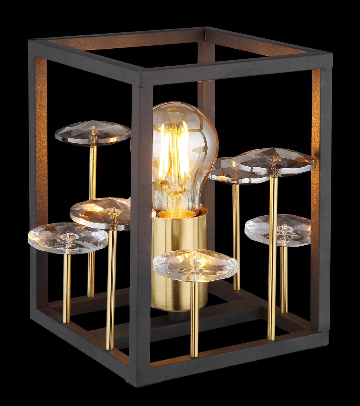 Tischleuchte Lisbon Gold/Schwarz max. 40 Watt - Klar/Goldfarben, Basics, Glas/Kunststoff (15/15/20cm) - Globo