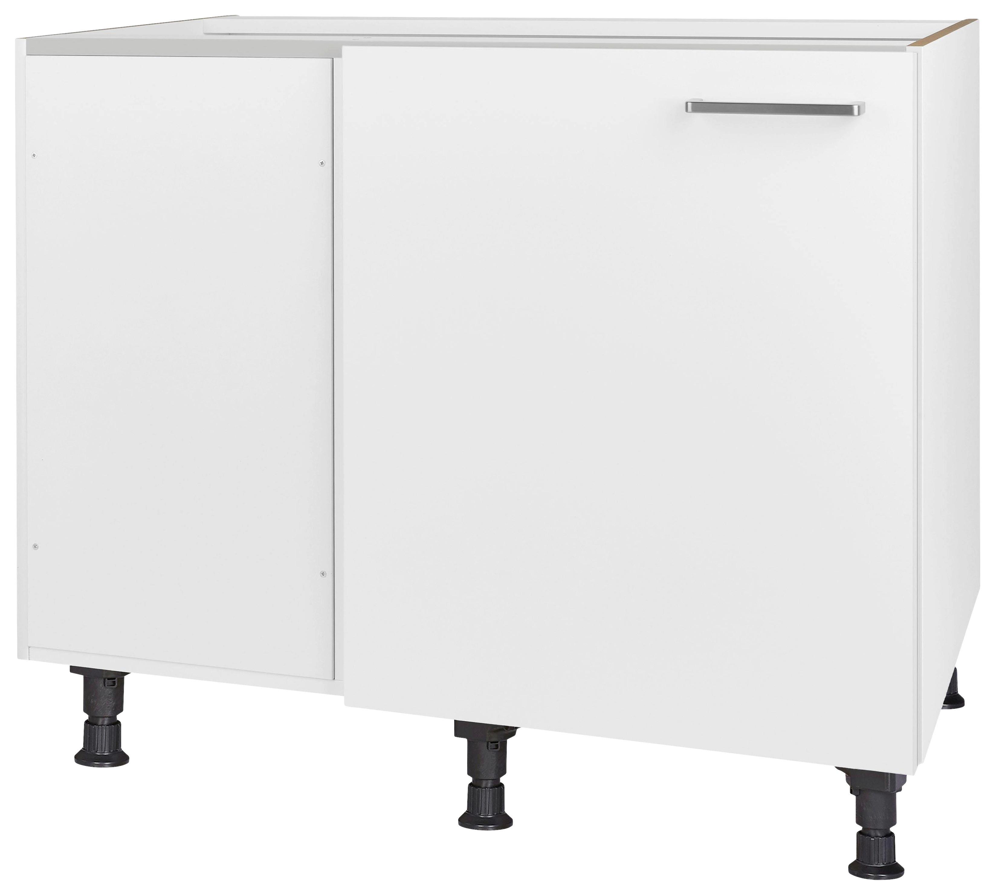 Eckunterschrank Touch Weiß - Edelstahlfarben/Weiß, MODERN, Holzwerkstoff/Metall (125/87/65cm) - Nobilia