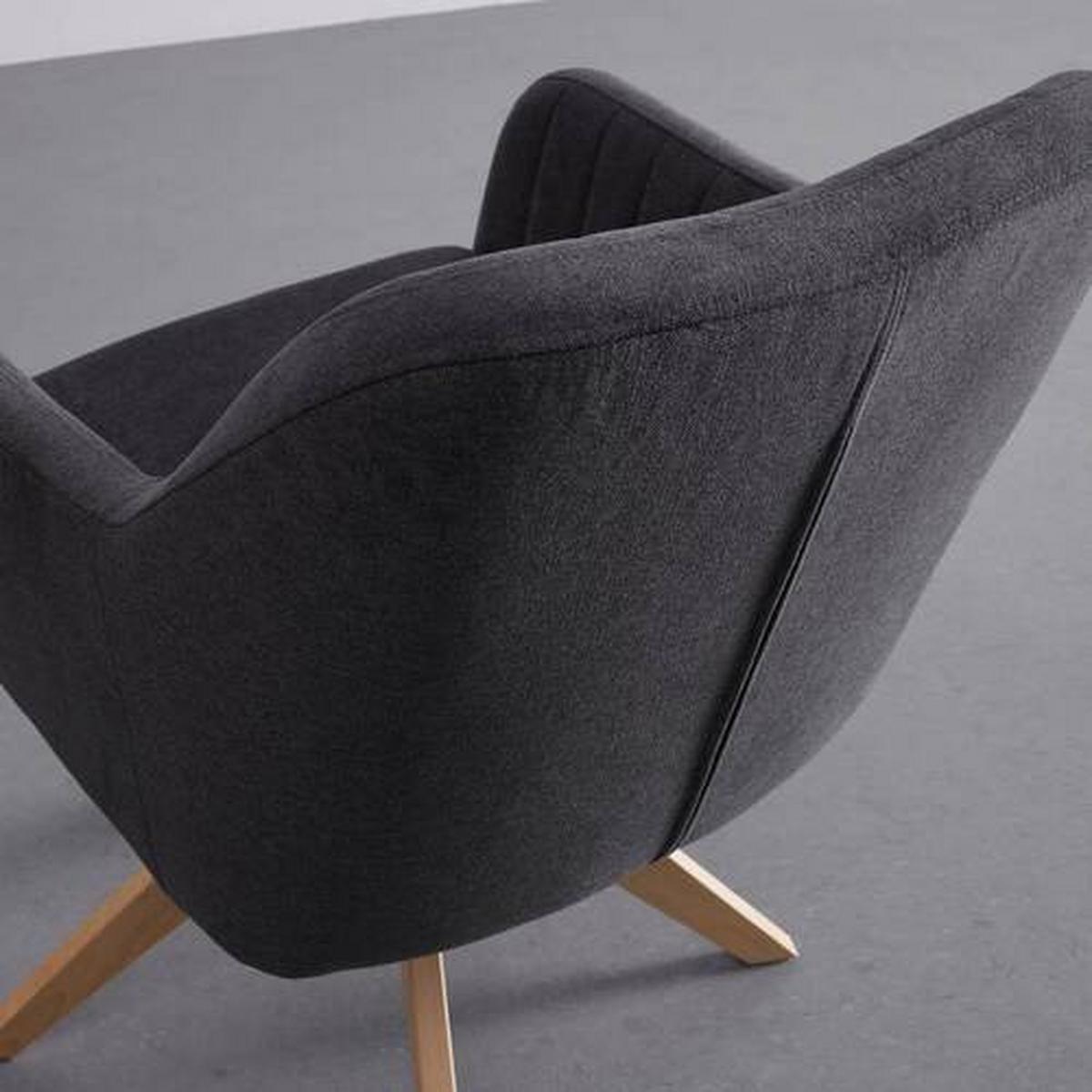 Armlehnstuhl Lucita Dunkelgrau Samt Drehbar Gepolstert - Dunkelgrau/Naturfarben, MODERN, Holz/Textil (59/88/60cm) - Bessagi Home