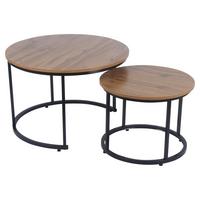 Stolić Set 2/1 Couple - prirodne boje/crna, Moderno, drvni materijal/metal (70/70/47cm) - Modern Living