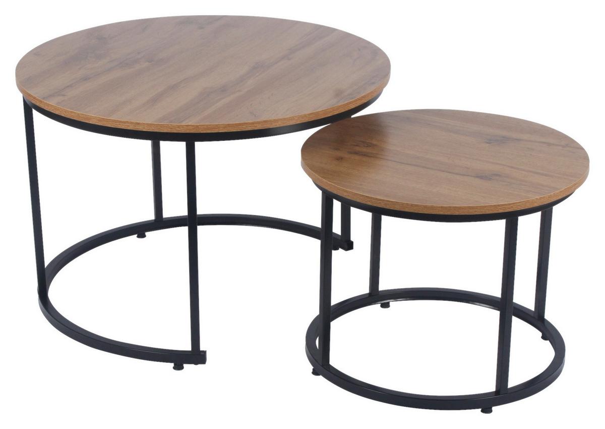 Stolić Set 2/1 Couple - prirodne boje/crna, Moderno, drvni materijal/metal (70/70/47cm) - Modern Living