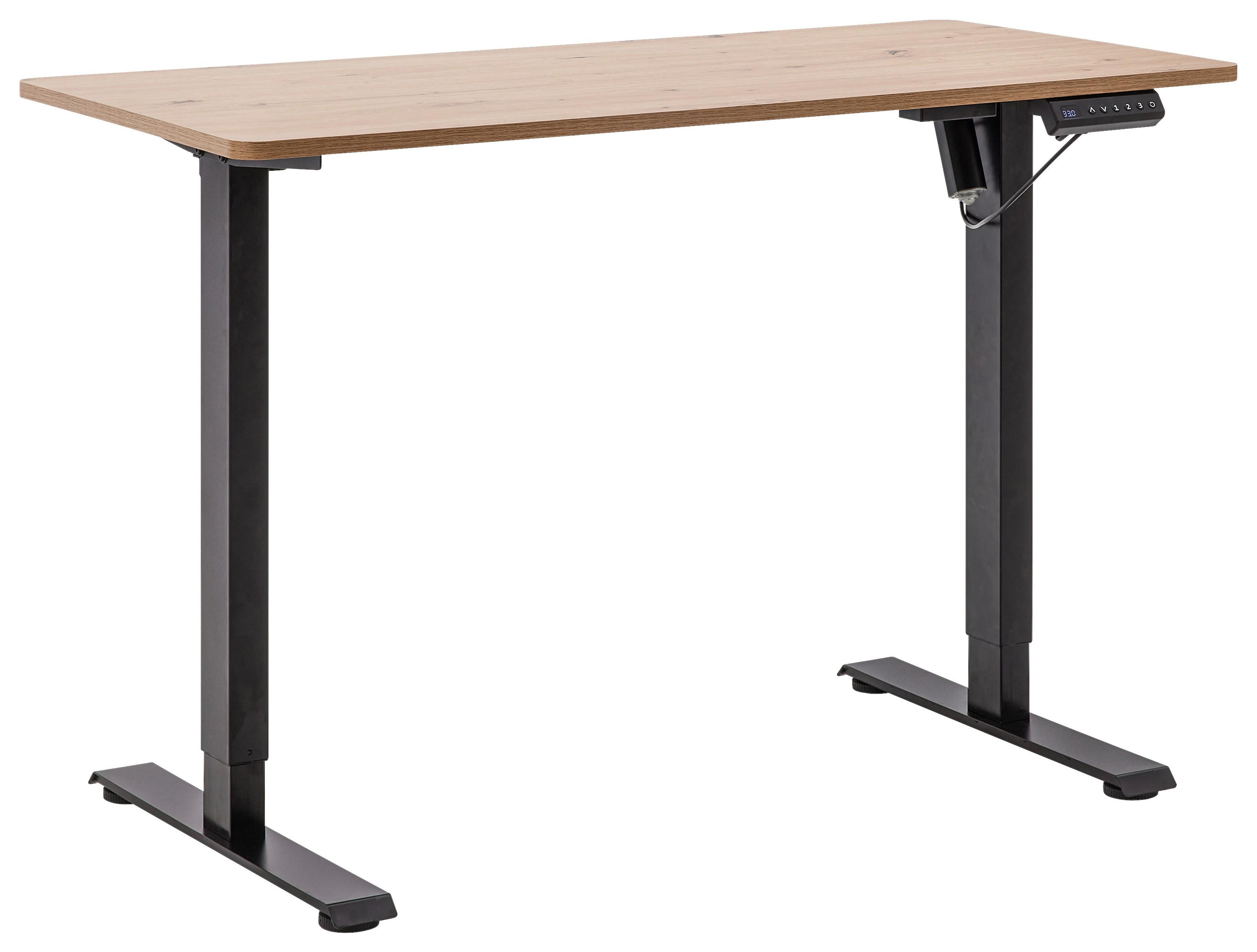 Íróasztal Állítható Emil - fekete/Artisan tölgy, Modern, faalapú anyag/fém (120/72-118/60cm) - Mömax