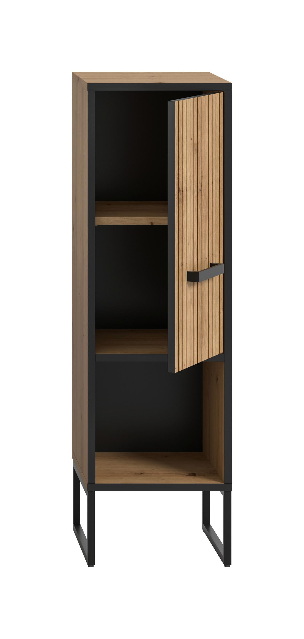 Midischrank Bagno Eiche Artisan/Schwarz - Schwarz/Eiche Artisan, Trend, Holzwerkstoff/Kunststoff (30/101/32cm) - MID.YOU