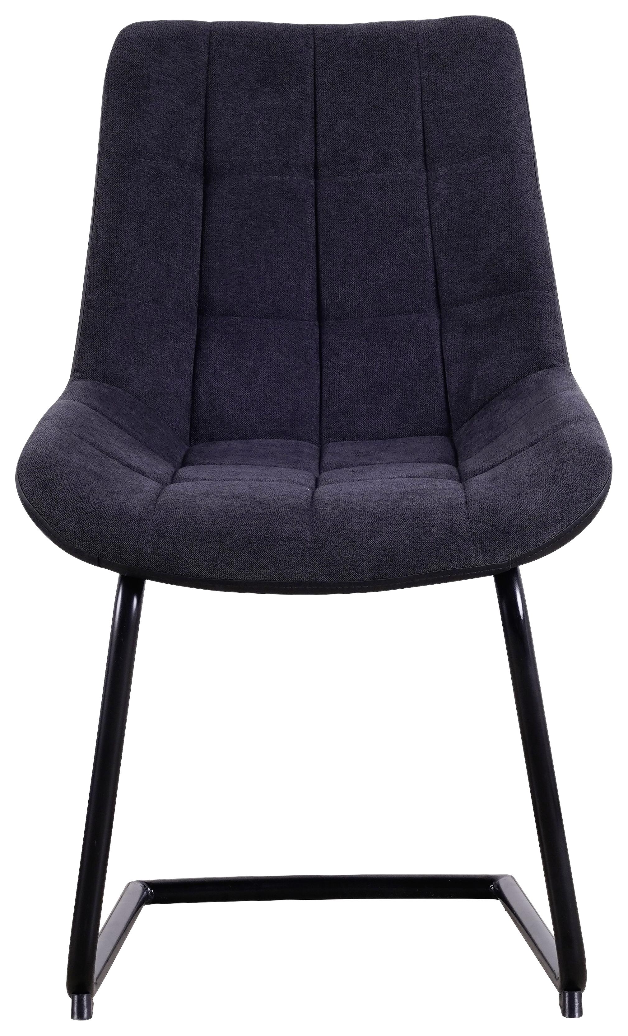 Schwingstuhl "Marilea", dunkelgrau/schwarz, Gepolstert - Dunkelgrau/Schwarz, MODERN, Textil/Metall (53/86/61cm) - Bessagi Home