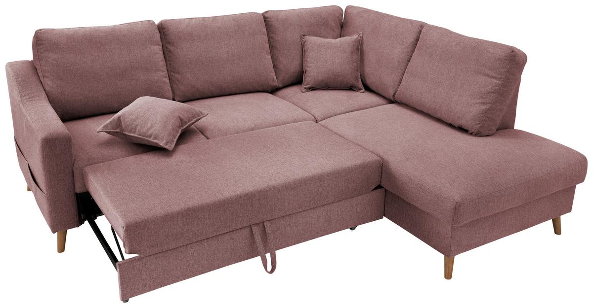Wohnlandschaft Valentina Rosa Struktur - Rosa/Naturfarben, KONVENTIONELL, Holz/Textil (230/200cm) - P & B