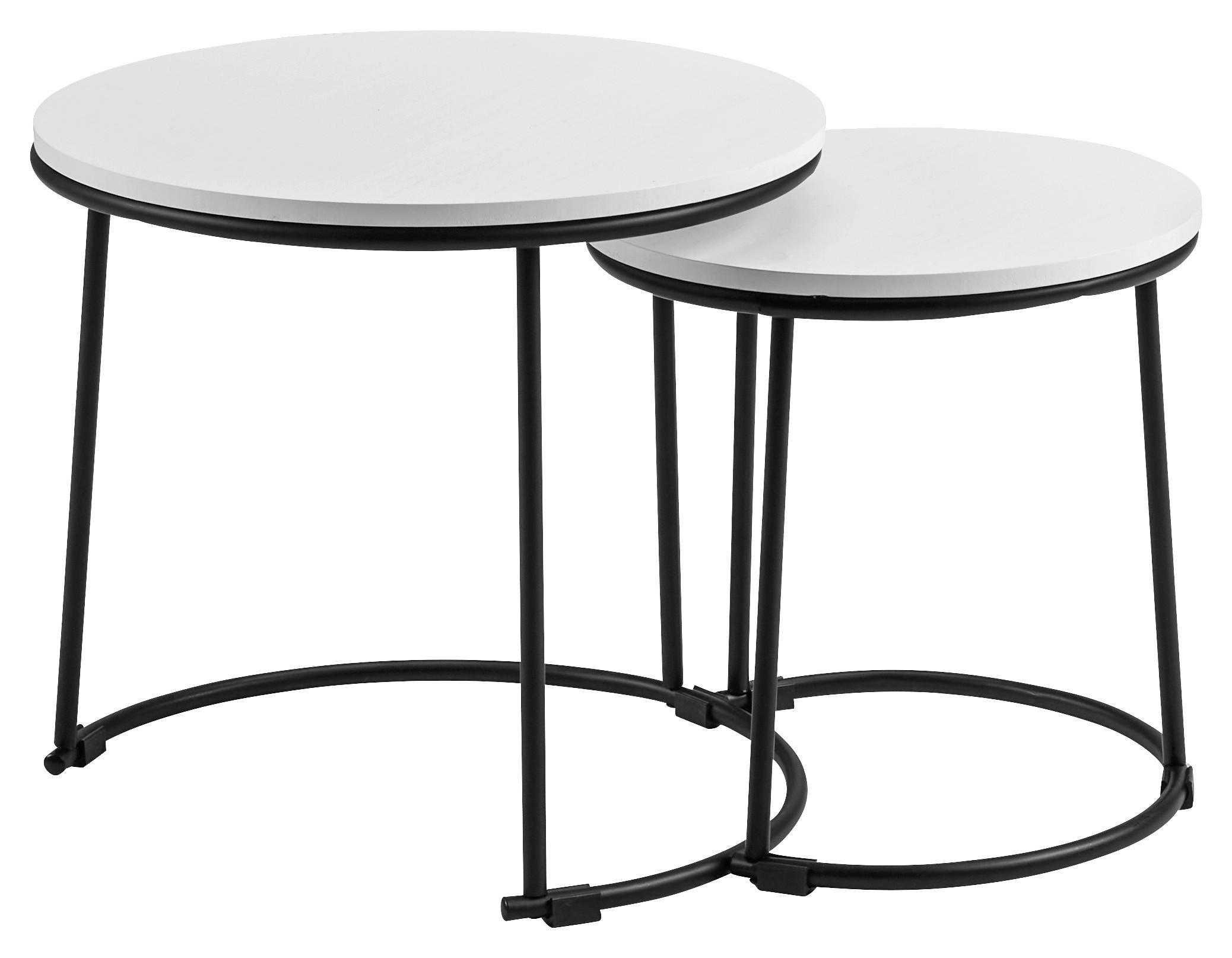 Set mese auxiliare Set mese auxiliare PAULA -SB- - alb/negru, Modern, metal/material pe bază de lemn (35/43/34/39cm) - Modern Living