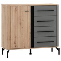 Komód Sinop - grafitszürke/fekete, Modern, faalapú anyag/fém (102,5/94/40cm)