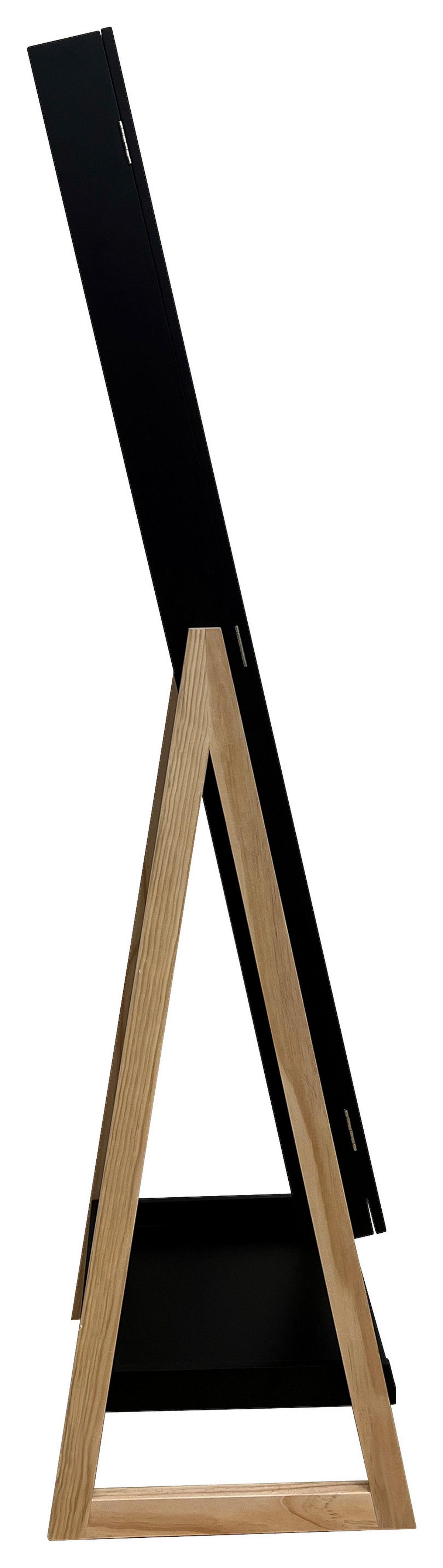 Ékszeres Szekrény Tükörrel Viola - natúr színű/fekete, Modern, faalapú anyag/Üveg (42/145/38cm) - Mömax