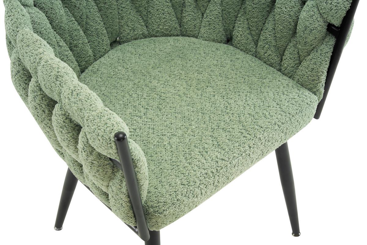 Naslanjač Weavy -Trend- - črna/svetlo zelena, Moderno, kovina/tekstil (64/78/55cm) - Premium Living