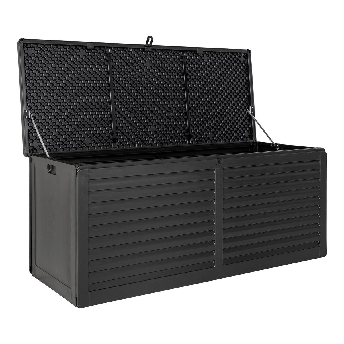 Kissenbox Dubrovnik Schwarz - Schwarz, MODERN, Kunststoff (146.5/64.5/61cm) - Gardenson
