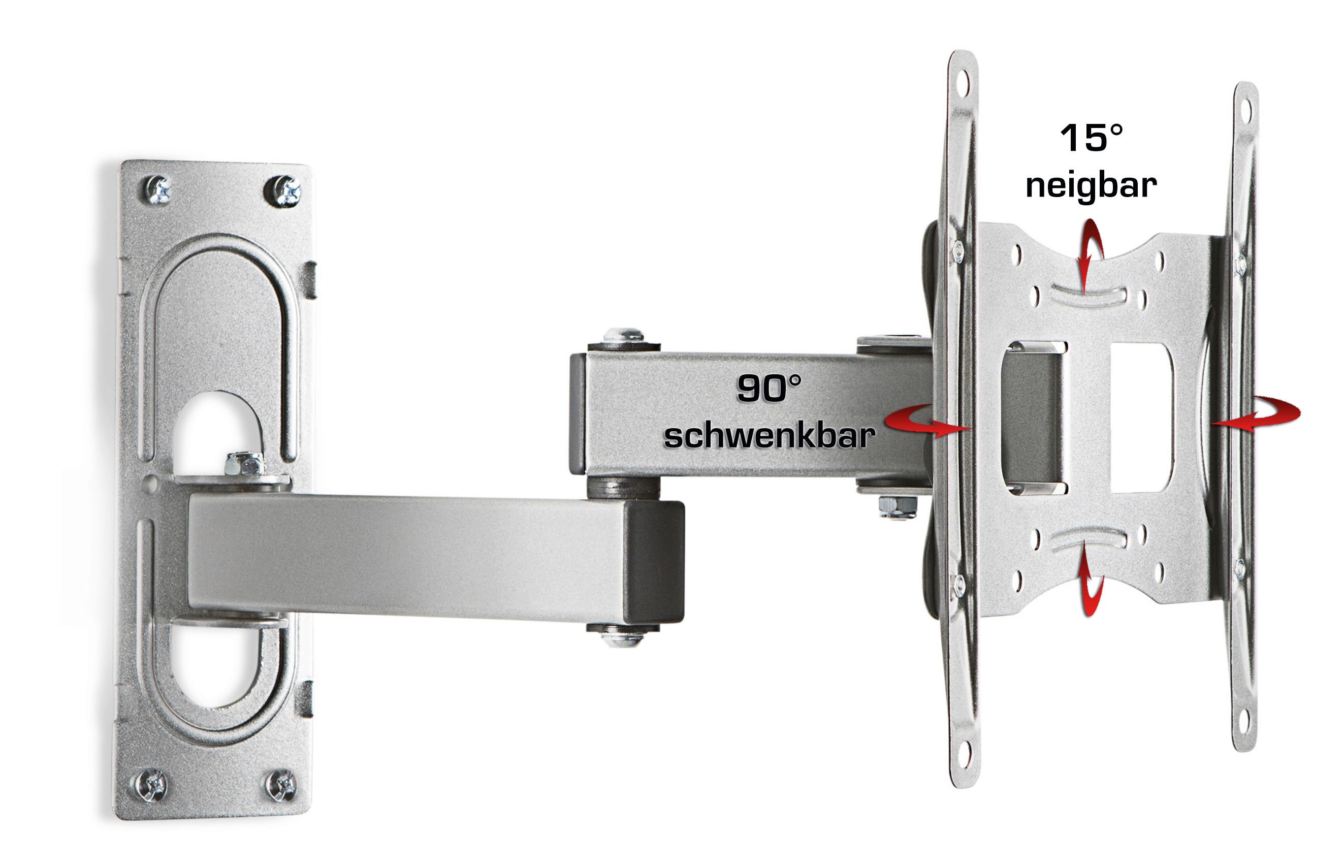 TV-Wandhalter FS 3 ca. 22x28 cm Silber - Silberfarben, KONVENTIONELL, Metall (21,9/28/9,6-35,7cm) - MID.YOU