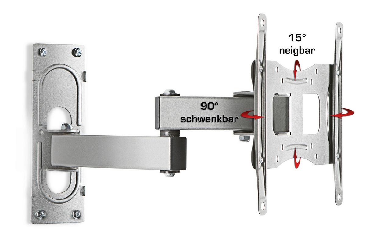 TV-Wandhalter FS 3 ca. 22x28 cm Silber - Silberfarben, KONVENTIONELL, Metall (21,9/28/9,6-35,7cm) - MID.YOU