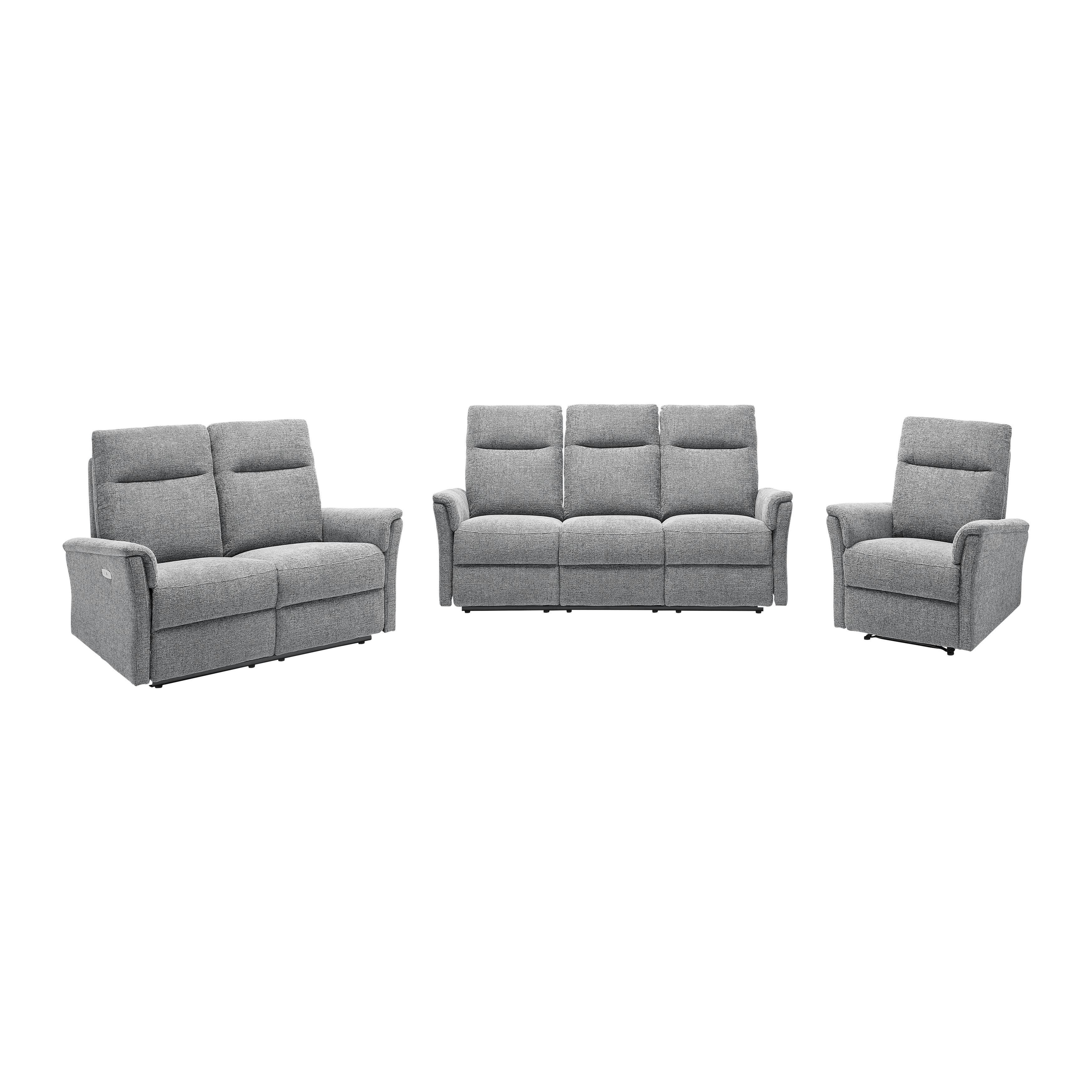 Sitzgarnitur Florenz Dunkelgrau, 3-teilig - Dunkelgrau/Schwarz, MODERN, Holz/Kunststoff (180/103/88cm) - Mömax