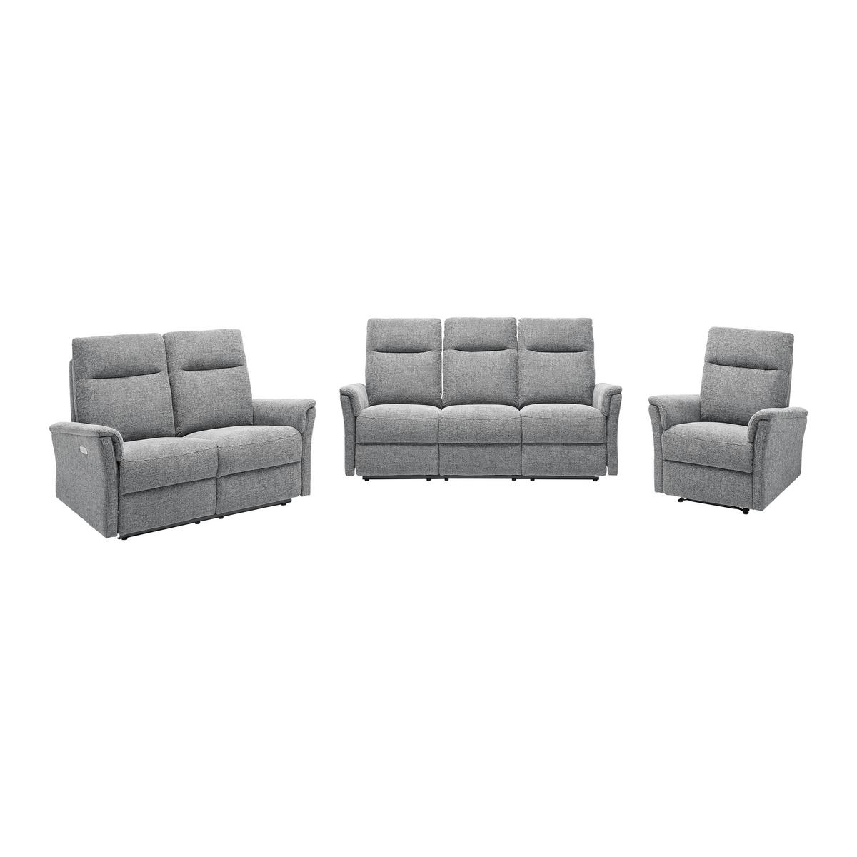 Sitzgarnitur Florenz Dunkelgrau, 3-teilig - Dunkelgrau/Schwarz, MODERN, Holz/Kunststoff (180/103/88cm) - Mömax