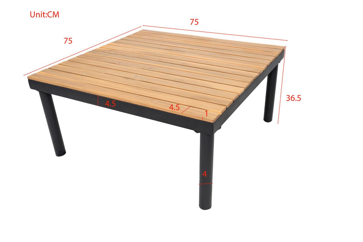 KOMPLET MEBLI TARASOWYCH BORIS - kolor akacjowy/czarny, Basics, metal/drewno (159/273,5cm) - Ambia Garden