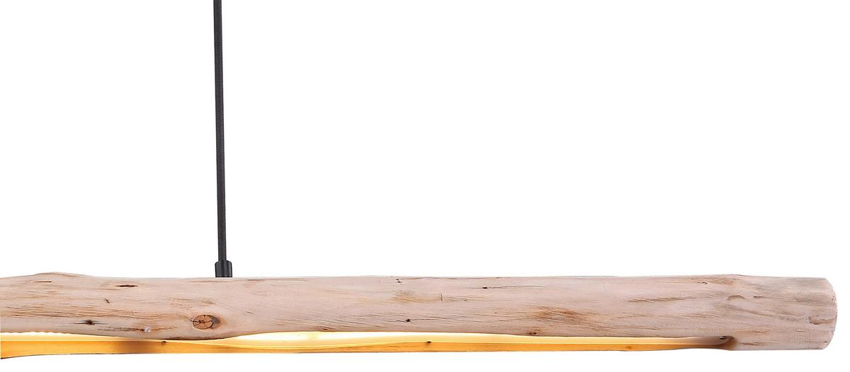 LAMPA WISZĄCA LED LEND - kolor naturalny/czarny, Design, materiał drewnopochodny/metal (120/8/150cm) - Novel