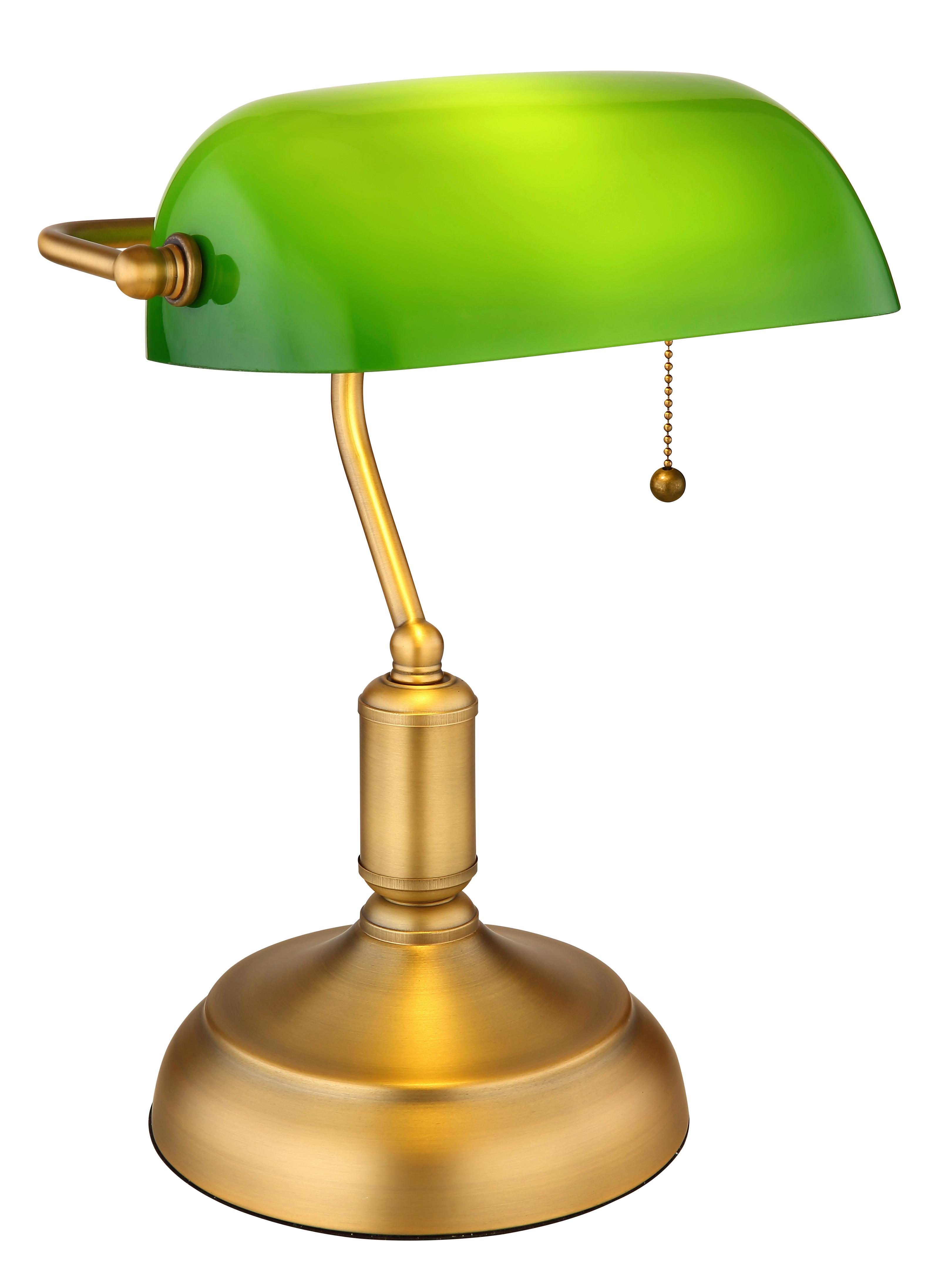 TISCHLEUCHTE 2491A - Weiss/Messingfarben, Konventionell, Glas/Metall (26,5/18/36cm) - Globo