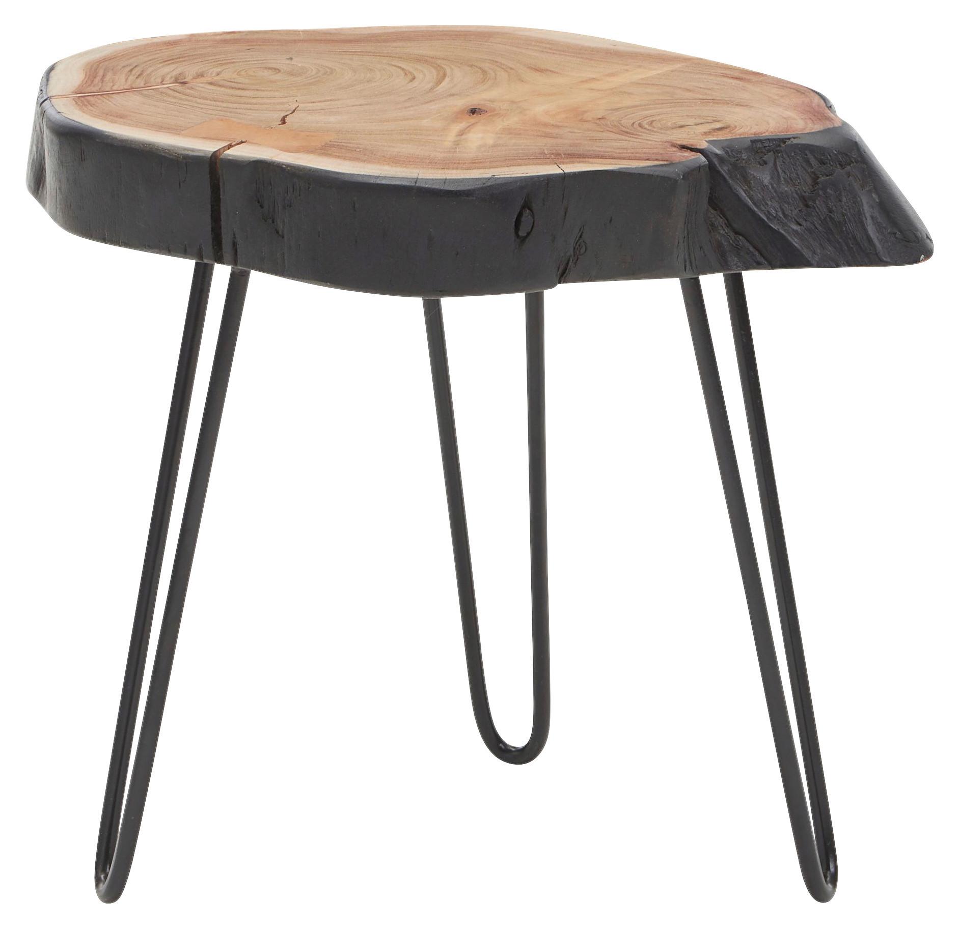 Beistelltisch Wohnling Akazie/Schwarz - Schwarz/Akaziefarben, MODERN, Holz/Metall (40/32/40cm) - MID.YOU