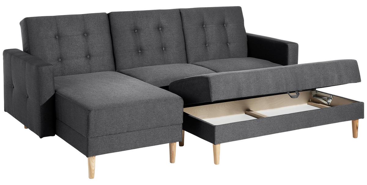 ECKSCHLAFSOFA EASY RELAX - Eschefarben/Graphitfarben, MODERN, Holz/Textil (223/152cm) - Max Winzer