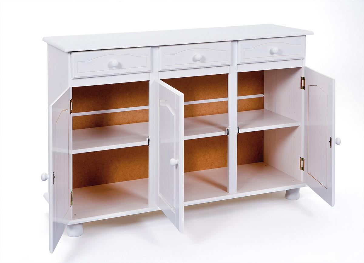 Komoda Livio, Bela, Masiven Bor - bela, Trendi, les (130/87/43cm) - Livetastic