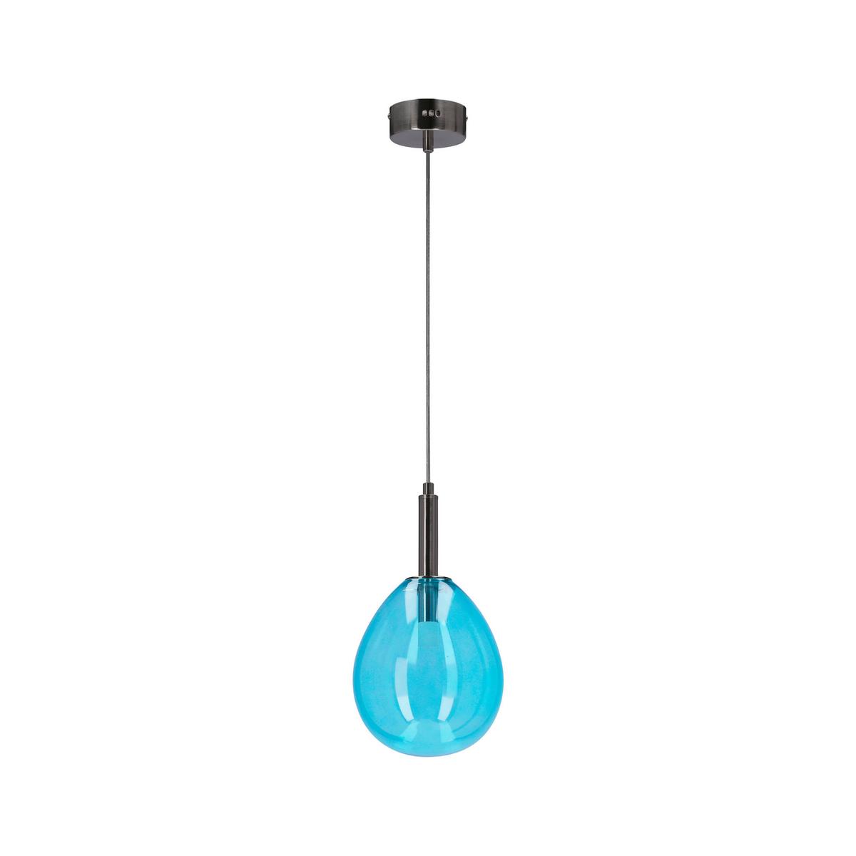 Led Viseća Svjetiljka Lukka - boje kroma/svijetlo plava, Design, staklo/metal (18/18/115cm)
