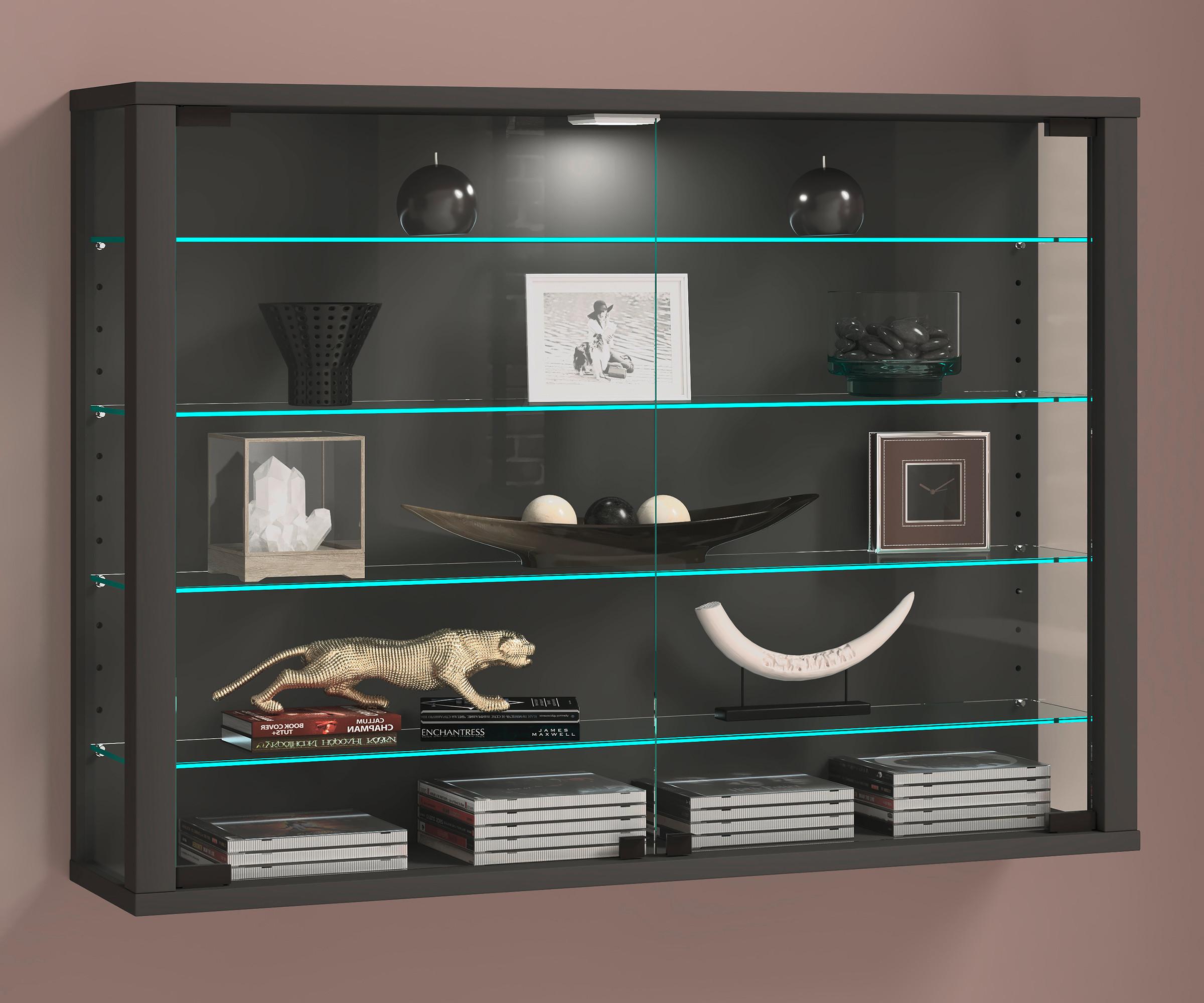 HÄNGEVITRINE VITROSA L - Anthrazit, Design, Glas/Holzwerkstoff (83/60/18cm) - MID.YOU