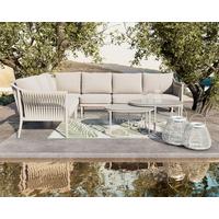 Loungegarnitur Alvina Outdoorstoff/Metall +Abdeckung - Creme, MODERN, Kunststoff/Textil (259/74/199cm) - Bessagi Garden