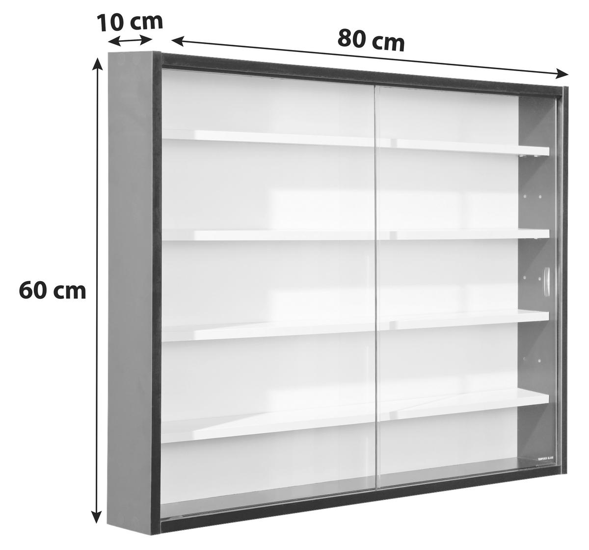 Hängevitrine Collecty ca. 80x60 cm Schwarz/Weiß - Schwarz/Weiß, Design, Glas/Holzwerkstoff (80/60/10cm) - MID.YOU