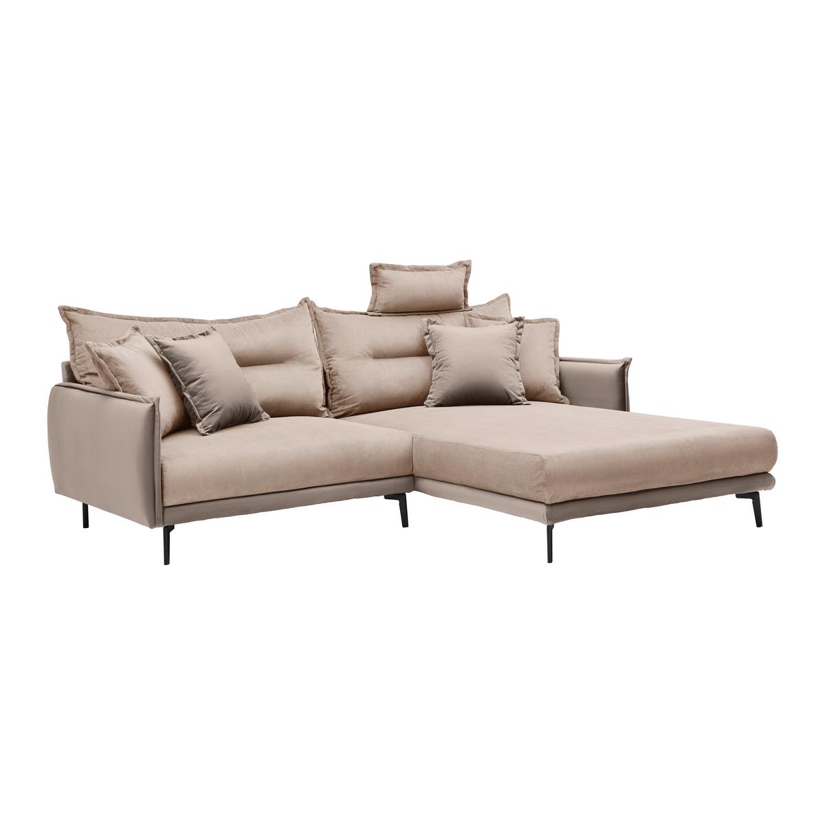 Ecksofa Nuovo Greige - Greige/Schwarz, MODERN, Textil/Metall (245/72-113/190cm) - Mömax