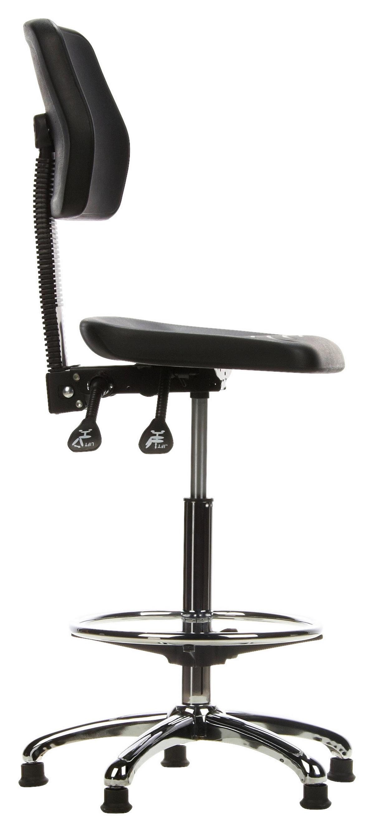 Bürohocker Top Work 11 Schwarz/Chromfarben - Chromfarben/Schwarz, MODERN, Kunststoff/Metall (42/129/40cm) - MID.YOU
