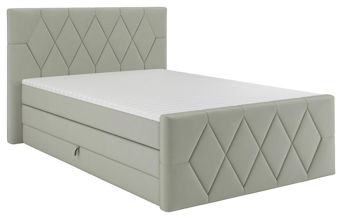Boxspringbett Josie B Grau ca. 120x200cm - Schwarz/Grau, KONVENTIONELL, Holz/Holzwerkstoff (120/200cm) - Mömax