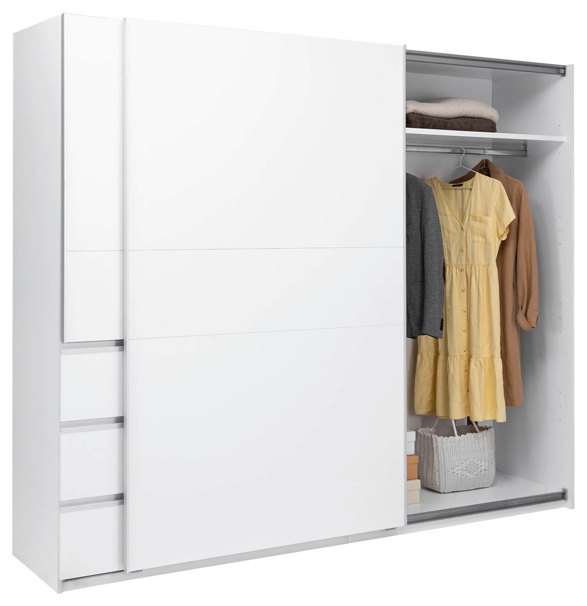 Omara Z Drsnimi Vrati Wilma, Bela - bela, Moderno, kovina/leseni material (250/210/61,5cm) - P & B