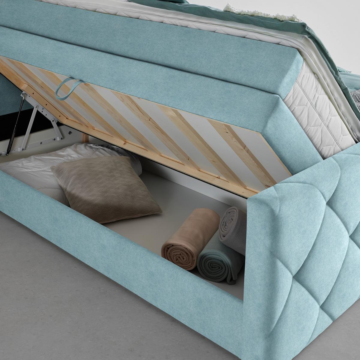 Boxspringbett Adele Blau ca. 180x200cm - Blau, KONVENTIONELL, Holz/Holzwerkstoff (180/200cm) - Mömax
