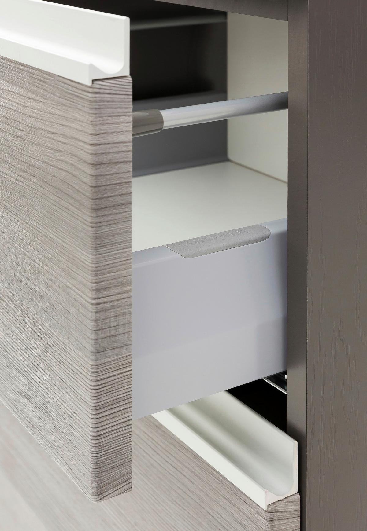 Midischrank Arezzo ca. 40x154 cm Grau - Silberfarben/Alufarben, Basics, Holzwerkstoff/Kunststoff (40/154/35cm) - Held
